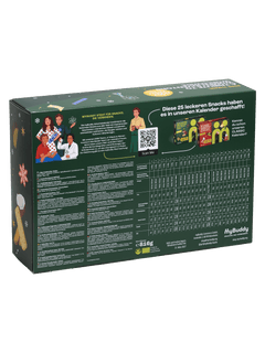 myBuddy Adventskalender 2026 BIO-VEGAN, Verpackung mit Schuber, Rueckseite, freigestellt