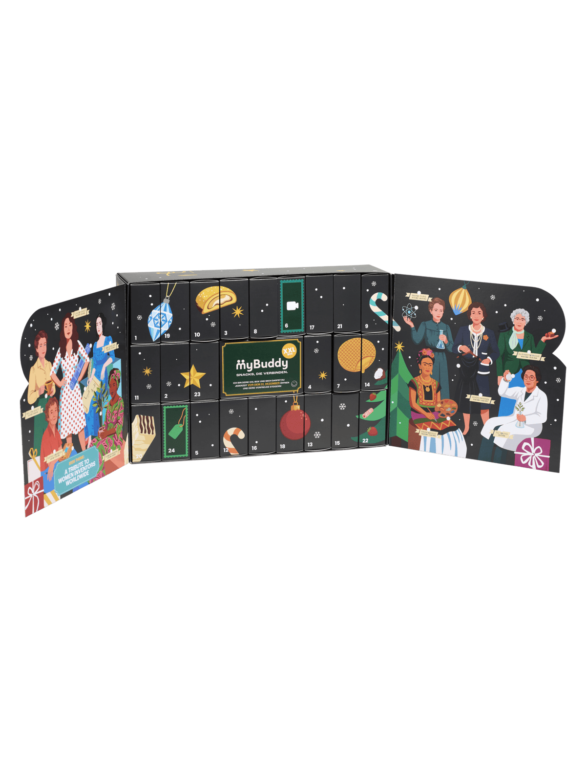 myBuddy Adventskalender 2026 CLASSIC, geoeffnete Verpackung, freigestellt