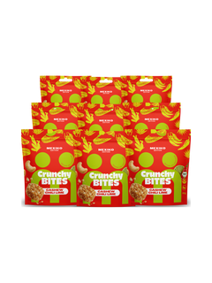 myBuddy Crunchy Nut Bites Cashew Chili Lime, Mexiko-Edition, neun Beutel in drei Reihen freigestellt